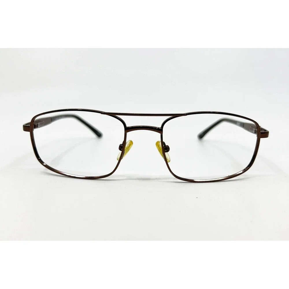 Aztec Eyeglasses Mens Brown AZ 524 Double Bridge Rectangle 56-19-135